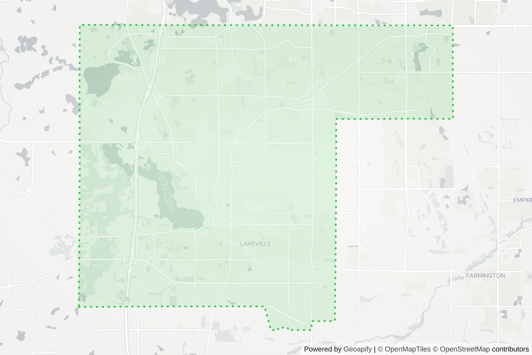 Map of the KeyWe Locksmith service area in Lakeville, Dakota County, MN